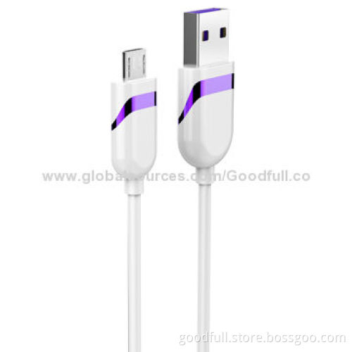 Purple and White Micro USB Charging Data Cables with PVC Jacket